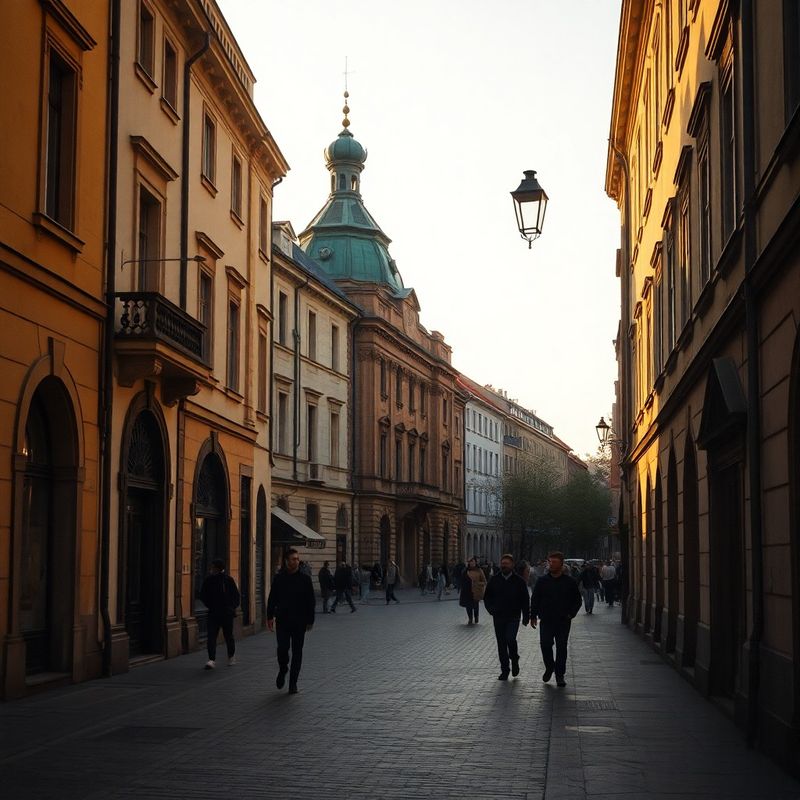 Stradă din Timișoara în lumină caldă de după-amiază